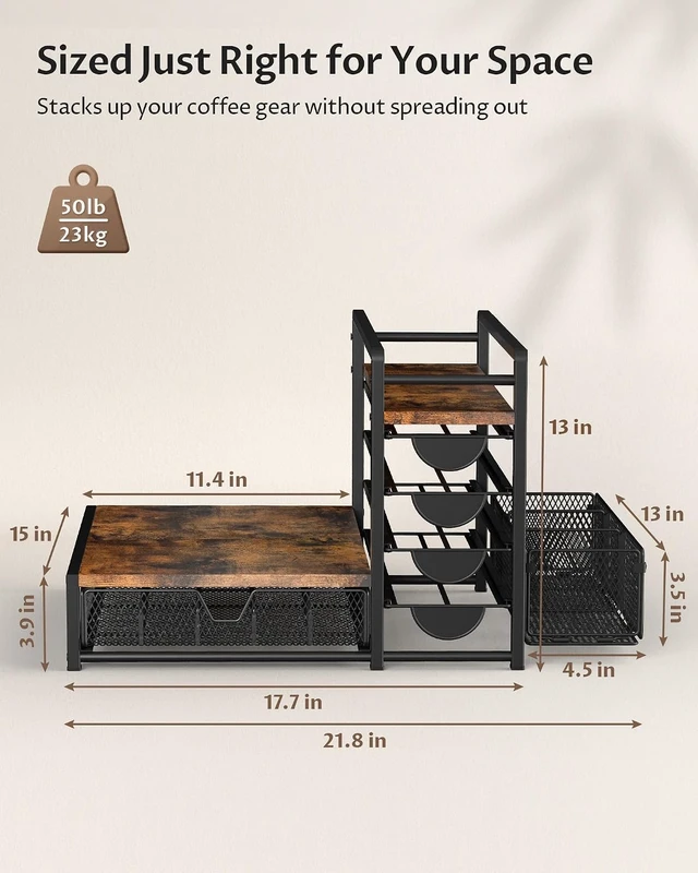 Alt view image 2 of 7 - Coffee Station Organizer, Coffee Bar Organizer with 90 K-Cup Capacity