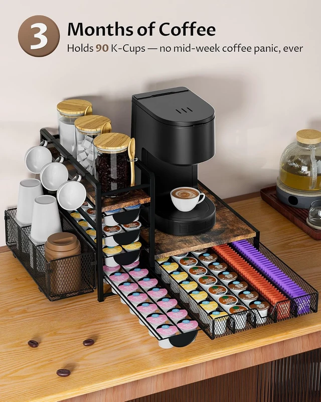 Alt view image 3 of 7 - Coffee Station Organizer, Coffee Bar Organizer with 90 K-Cup Capacity
