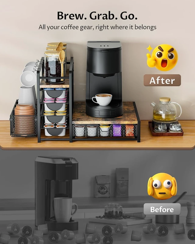 Alt view image 5 of 7 - Coffee Station Organizer, Coffee Bar Organizer with 90 K-Cup Capacity