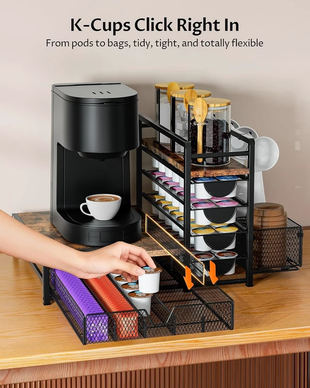 Alt view image 7 of 7 - Coffee Station Organizer, Coffee Bar Organizer with 90 K-Cup Capacity