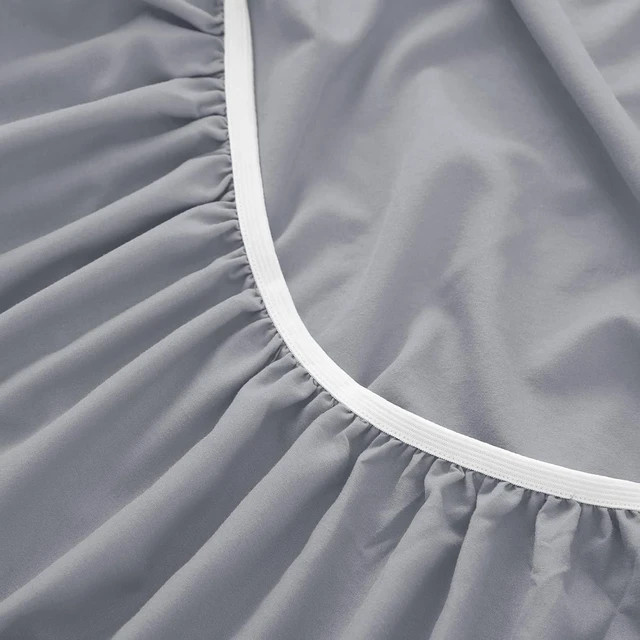 Alt view image 6 of 7 - 6 Piece Hospital Bed Sheet Set, Grey Brushed Microfiber