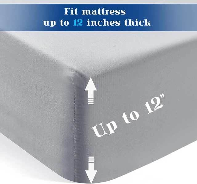 Alt view image 5 of 7 - 6 Piece Hospital Bed Sheet Set, Grey Brushed Microfiber