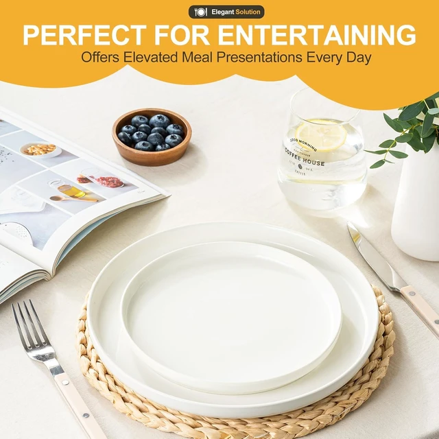 Alt view image 5 of 7 - Plates and Bowls Sets, 12 Pieces Ceramic Dinnerware Set for 4, Stoneware Dishware Dishes Set, Scratch Resistant Dishes Set, Dishwasher & Microwave Safe, White