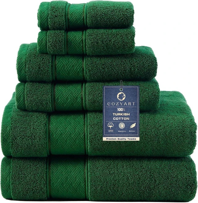 Main image of Bath Towel Set 6 PCS Formal Green Luxury 100% Turkish Cotton 650GSM