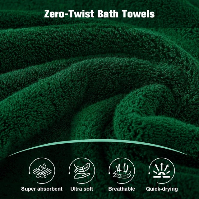 Alt view image 2 of 7 - Bath Towel Set 6 PCS Formal Green Luxury 100% Turkish Cotton 650GSM