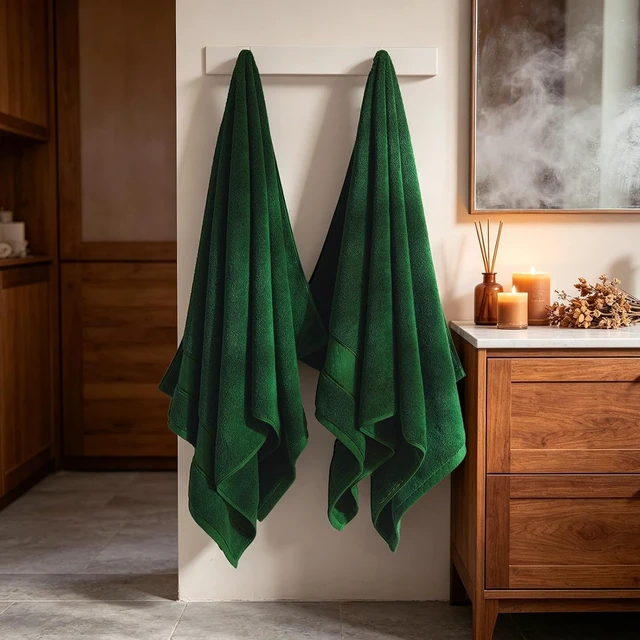 Alt view image 3 of 7 - Bath Towel Set 6 PCS Formal Green Luxury 100% Turkish Cotton 650GSM
