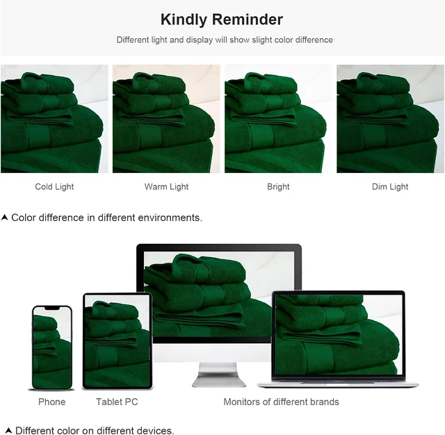Alt view image 4 of 7 - Bath Towel Set 6 PCS Formal Green Luxury 100% Turkish Cotton 650GSM