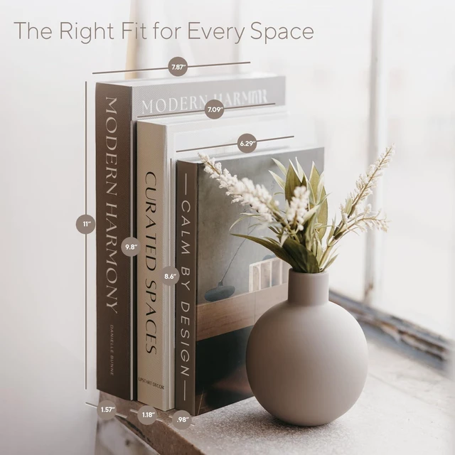 Alt view image 3 of 7 - Modern Decorative Books Set of 3, Brown & Cream Faux Books with Storage