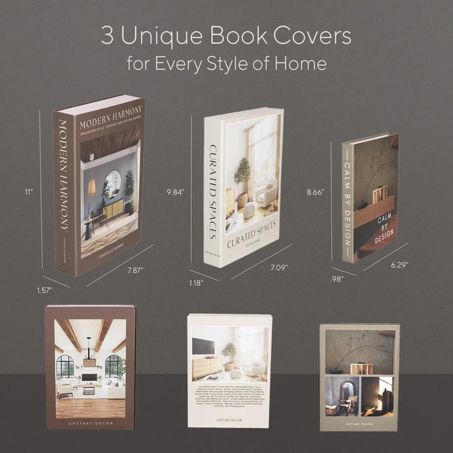 Alt view image 7 of 7 - Modern Decorative Books Set of 3, Brown & Cream Faux Books with Storage