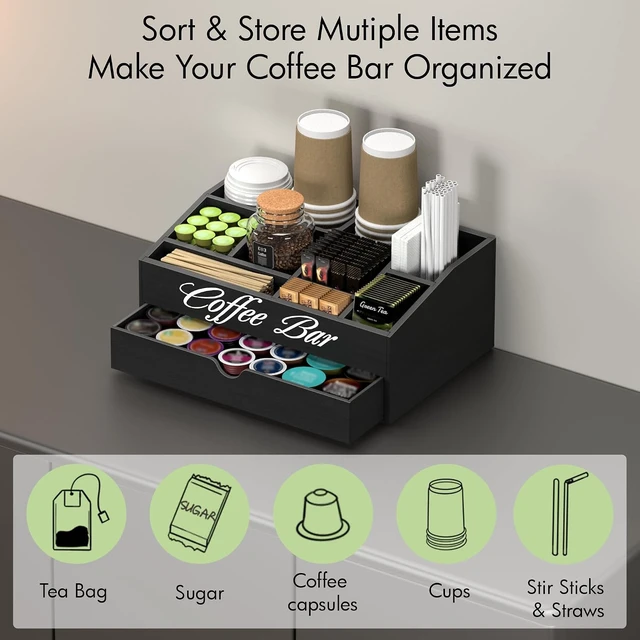 Alt view image 2 of 7 - 2-Tier Coffee Bar Station Organizer for Countertop,Extra large