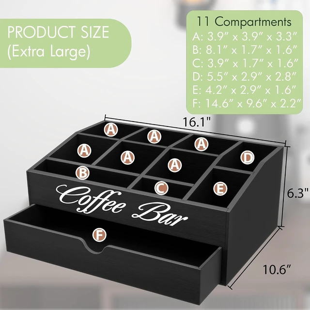 Alt view image 3 of 7 - 2-Tier Coffee Bar Station Organizer for Countertop,Extra large