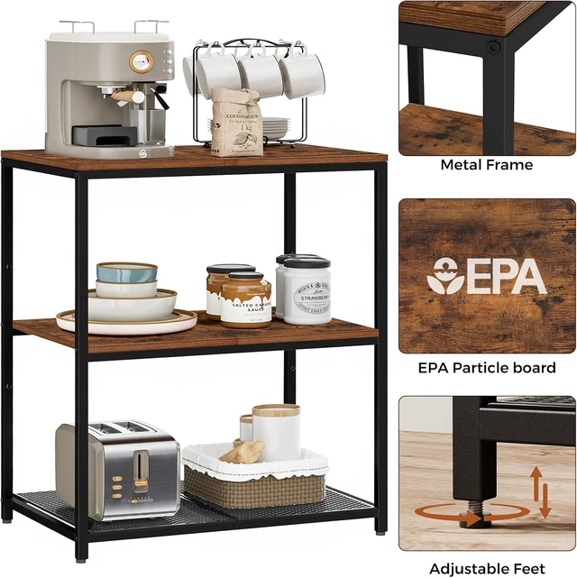 Alt view image 3 of 7 - Kitchen Island with 3 Shelves, Workbench, Microwave Stand