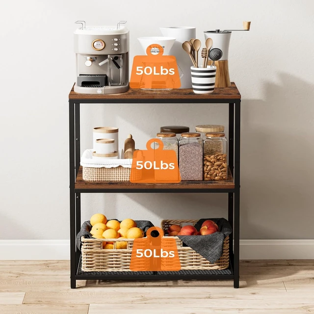 Alt view image 4 of 7 - Kitchen Island with 3 Shelves, Workbench, Microwave Stand