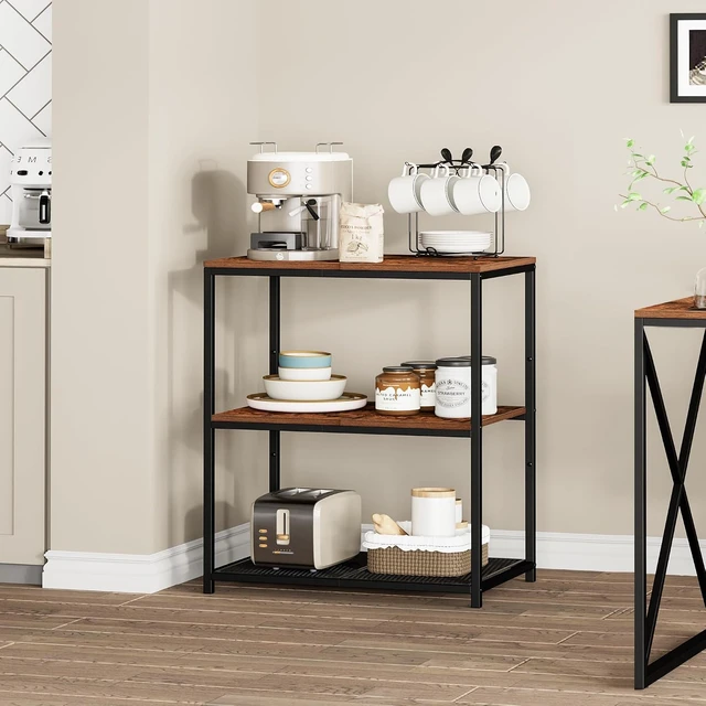 Alt view image 5 of 7 - Kitchen Island with 3 Shelves, Workbench, Microwave Stand