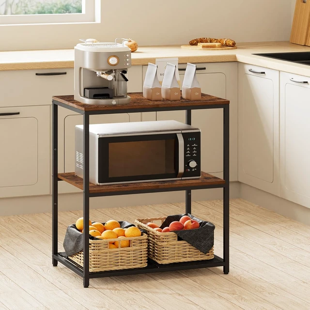 Alt view image 6 of 7 - Kitchen Island with 3 Shelves, Workbench, Microwave Stand
