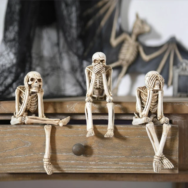 Alt view image 2 of 7 - Skeleton Halloween Decorations Indoor - No Evil Statues