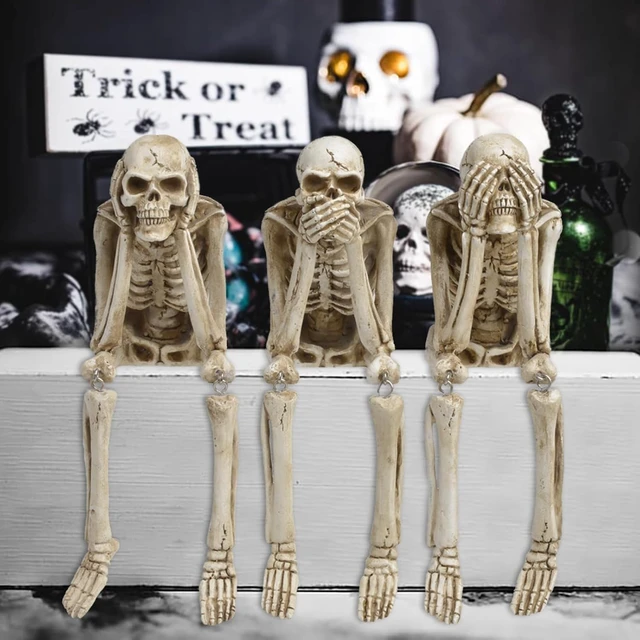 Alt view image 3 of 7 - Skeleton Halloween Decorations Indoor - No Evil Statues