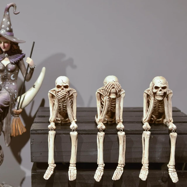 Alt view image 5 of 7 - Skeleton Halloween Decorations Indoor - No Evil Statues