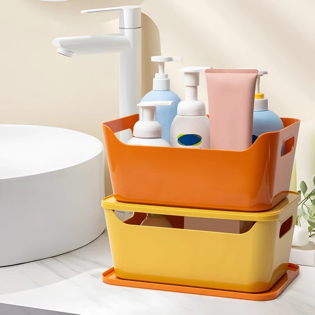 Alt view image 7 of 7 - 12 Pack 4.5L Storage Bins with Lids, Plastic Storage Baskets for Home Classroom Organization, Multi-Use Organizer Bins for Cabinet, Pantry, Drawer, Countertop or Shelves, Colorful Containers