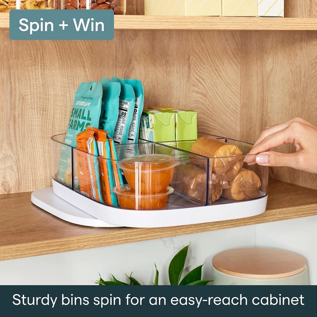 Alt view image 2 of 7 - MagicTrack Turntable with 4 Bins, Rectangle Lazy Susan Organizer