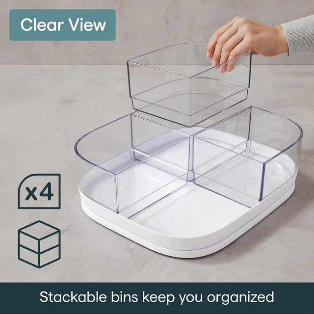 Alt view image 5 of 7 - MagicTrack Turntable with 4 Bins, Rectangle Lazy Susan Organizer
