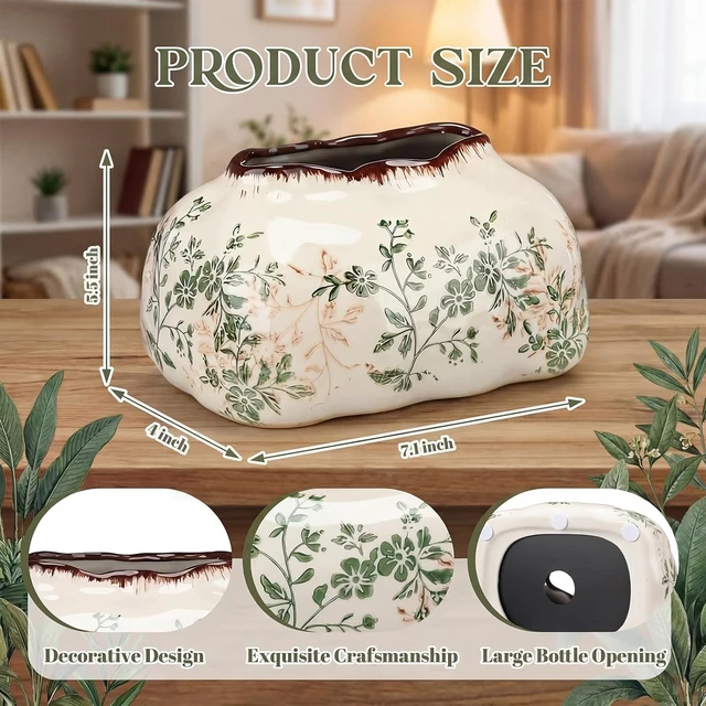Alt view image 2 of 7 - Vintage Ceramic Tissue Holder Tissue Box Cover,Blossoms
