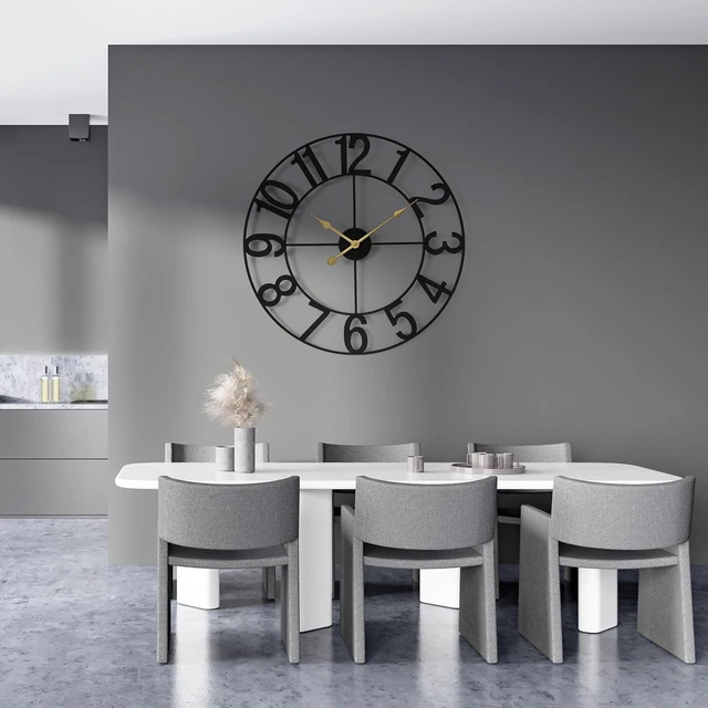 Alt view image 3 of 7 - Large Wall Clock, Metal Frame, Battery Powered (24 Inch, Black)