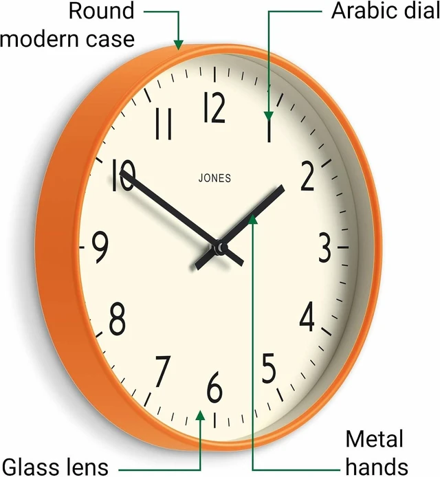 Alt view image 5 of 6 - ® Studio Clock | Modern Round wall Clock | 12" | Orange