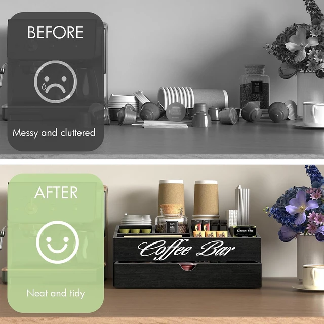 Alt view image 4 of 7 - 2-Tier Coffee Bar Station Organizer for Countertop,Extra large
