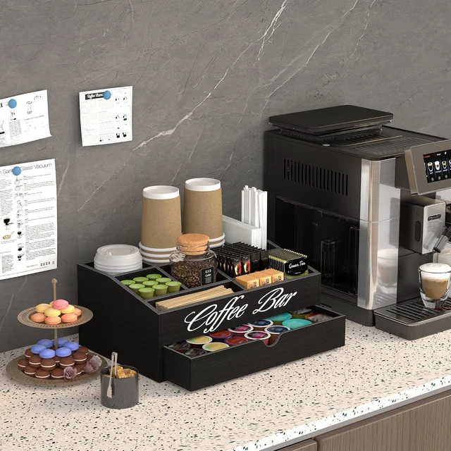 Alt view image 5 of 7 - 2-Tier Coffee Bar Station Organizer for Countertop,Extra large