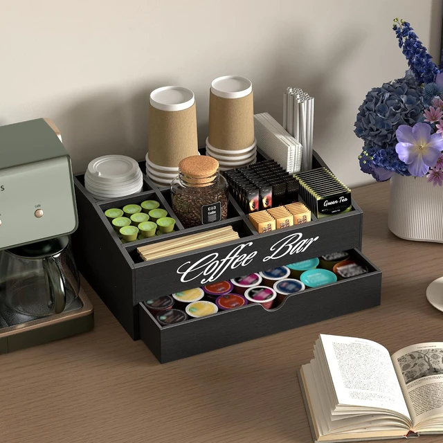 Alt view image 6 of 7 - 2-Tier Coffee Bar Station Organizer for Countertop,Extra large