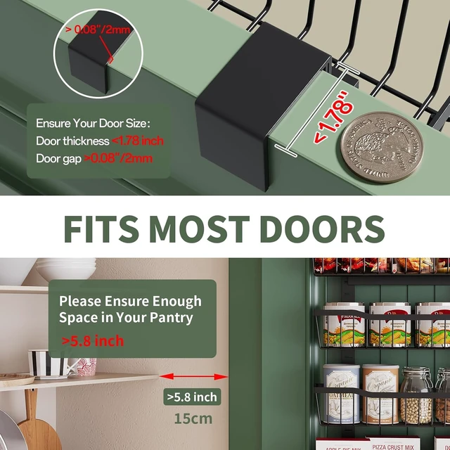 Alt view image 5 of 7 - Over The Door Organizer8-Tier Over The Door Pantry Organizer with Adjustable BasketsMetal Hanging Pantry Organizers and Storage for Kitchen, Back of Door Seasoning Rack (Black)