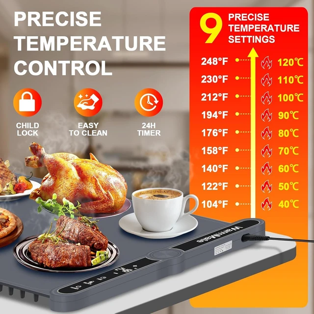 Alt view image 3 of 7 - Warming Mat for Food, Upgrade Rapid Heating System, Roll-Up Design
