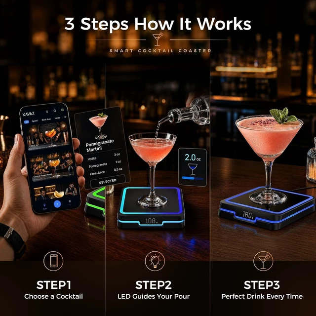 Alt view image 3 of 7 - Kiddush Cups&Sets Smart Cocktail Maker with LED Pour Guidance, Black