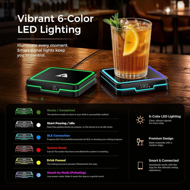 Alt view image 5 of 7 - Kiddush Cups&Sets Smart Cocktail Maker with LED Pour Guidance, Black