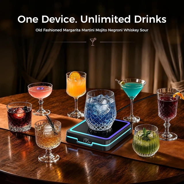 Alt view image 7 of 7 - Kiddush Cups&Sets Smart Cocktail Maker with LED Pour Guidance, Black