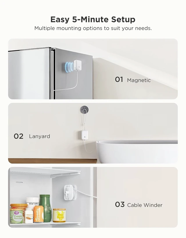 Alt view image 7 of 7 - WiFi Refrigerator Thermometer Sensor with Alarm, 2-Pack & Gateway