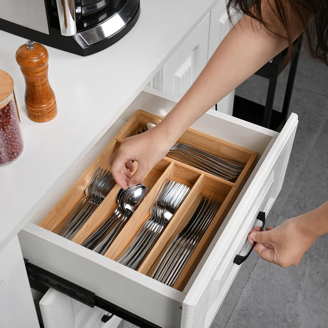 Alt view image 3 of 7 - 40 Piece Silverware Set with Drawer Organizer for 8, Heavy Duty Stainless Steel Flatware Cutlery Set, Fork Spoon Knife Set with Kitchen Essentials Organizer, Rust-proof, Dishwasher Safe