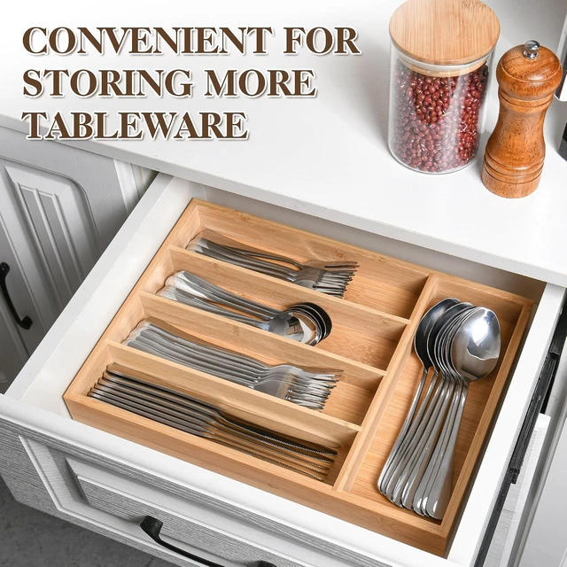 Alt view image 6 of 7 - 40 Piece Silverware Set with Drawer Organizer for 8, Heavy Duty Stainless Steel Flatware Cutlery Set, Fork Spoon Knife Set with Kitchen Essentials Organizer, Rust-proof, Dishwasher Safe