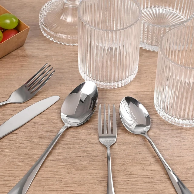 Alt view image 7 of 7 - 40 Piece Silverware Set with Drawer Organizer for 8, Heavy Duty Stainless Steel Flatware Cutlery Set, Fork Spoon Knife Set with Kitchen Essentials Organizer, Rust-proof, Dishwasher Safe