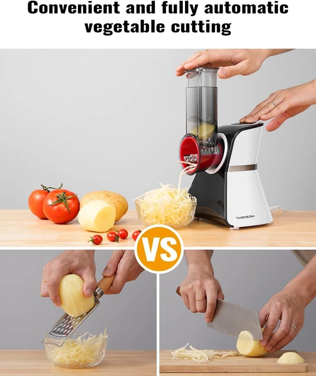 Alt view image 3 of 7 - Electric Cheese Grater Salad Shooter,5-In-1 Electric Slicer For Home Kitchen,One-Touch Easy Control,With Safety Push Bar Cheese Grater Electric For Zucchini,Cheese,Vegetables And Smoothie