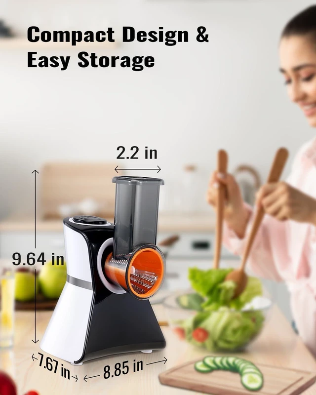 Alt view image 7 of 7 - Electric Cheese Grater Salad Shooter,5-In-1 Electric Slicer For Home Kitchen,One-Touch Easy Control,With Safety Push Bar Cheese Grater Electric For Zucchini,Cheese,Vegetables And Smoothie