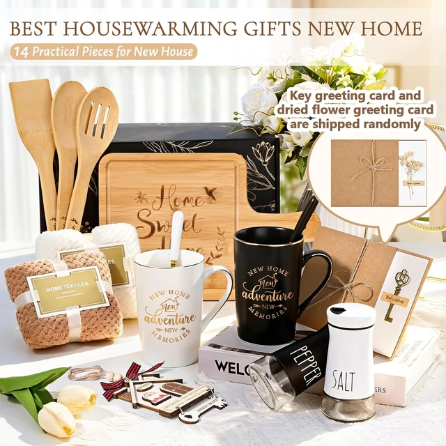 Alt view image 2 of 7 - House Warming Gifts New Home, 14 Pcs New House Gift Basket, Housewarming Present for Homeowners Couples Women, Closing Gifts for Home Buyers