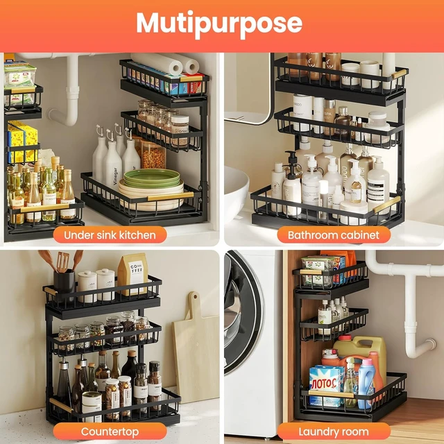 Alt view image 7 of 7 - Under Sink Organizer and Storage for Bathroom and Kitchen - 2 Pack 3 Tier