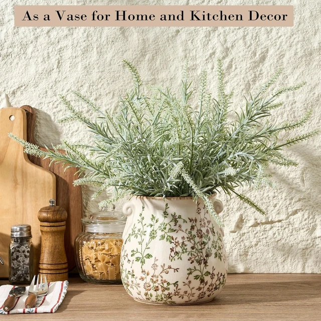 Alt view image 7 of 7 - Utensil Holder for Kitchen Counter, Modern Farmhouse Rustic Cooking Utensil Holder and Crock, Exquisite Chinoiserie Floral Ceramic Utensil Organizer for Home Kitchen Decor- Green and Beige