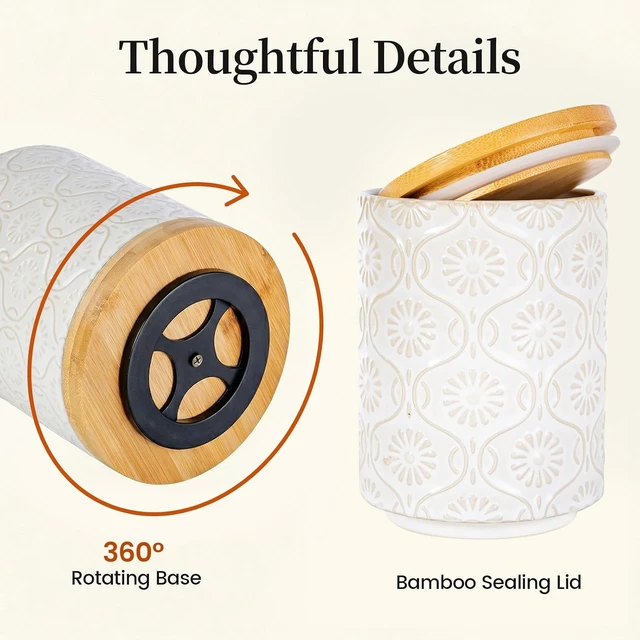 Alt view image 2 of 7 - 2-Pieces Utensil Holder, 7.7"+5.6" Ceramic Utensil Crock for Counter, Beige
