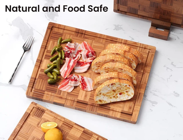 Alt view image 2 of 6 - Set of 3 Bamboo Kitchen Cutting Boards with Juice Groove Large