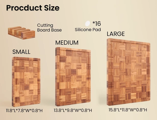 Alt view image 6 of 6 - Set of 3 Bamboo Kitchen Cutting Boards with Juice Groove Large