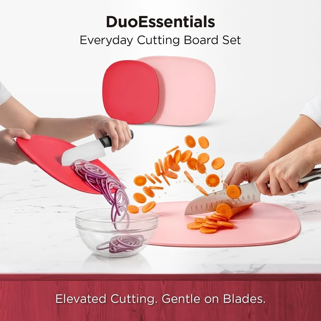 Alt view image 2 of 7 - DuoEssentials TPU Cutting Board Set, 2 Sizes, Red
