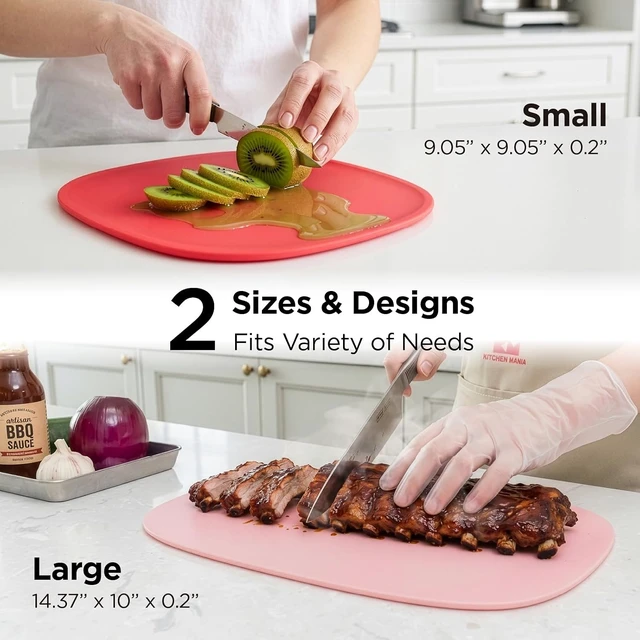 Alt view image 3 of 7 - DuoEssentials TPU Cutting Board Set, 2 Sizes, Red